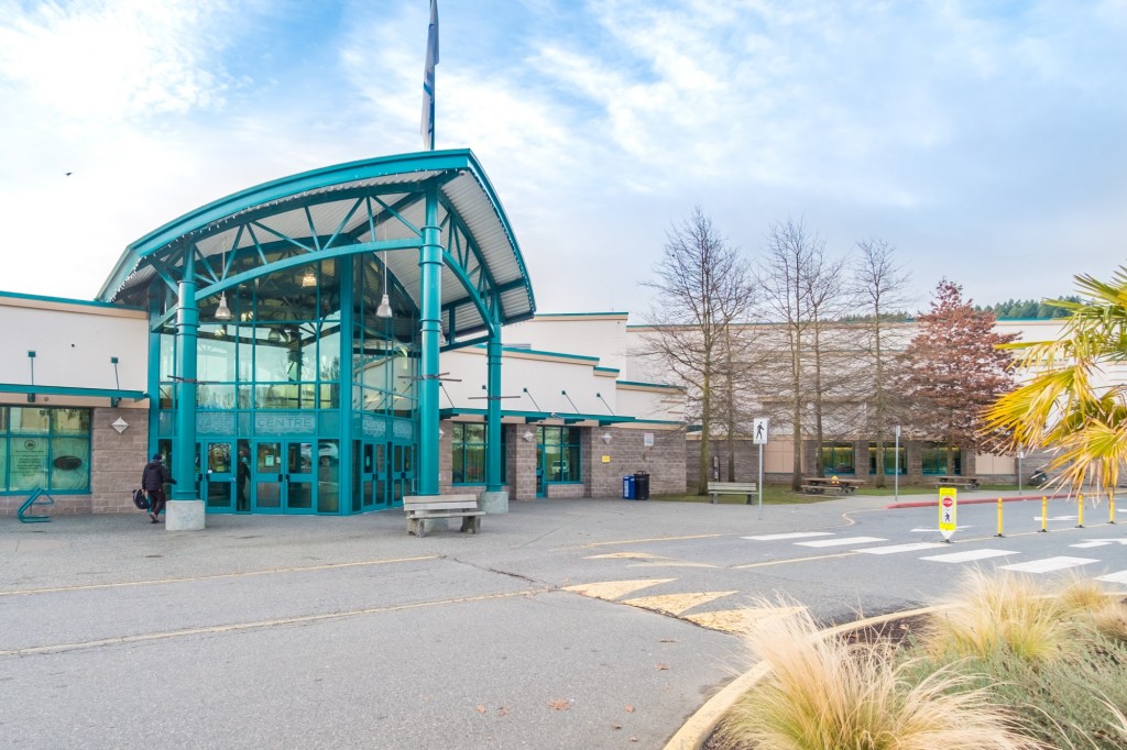 Entrance of Nanaimo Aquatic Centre in the University District.