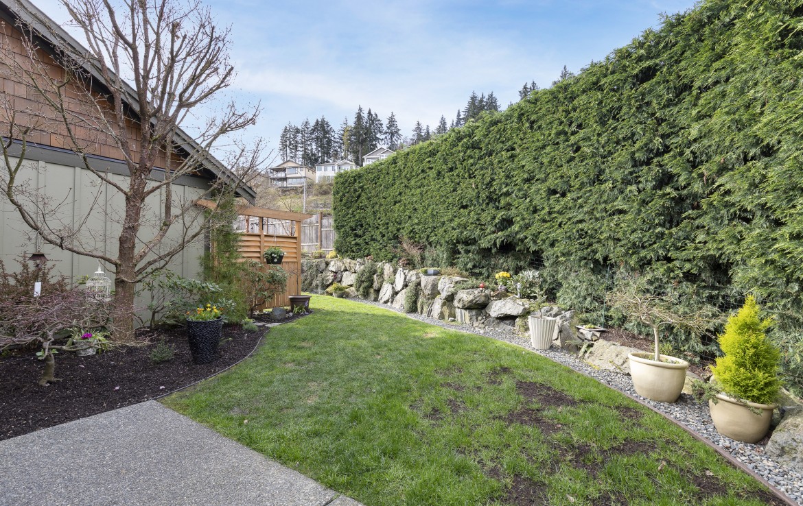 Private backyard view of North Nanaimo Townhouse