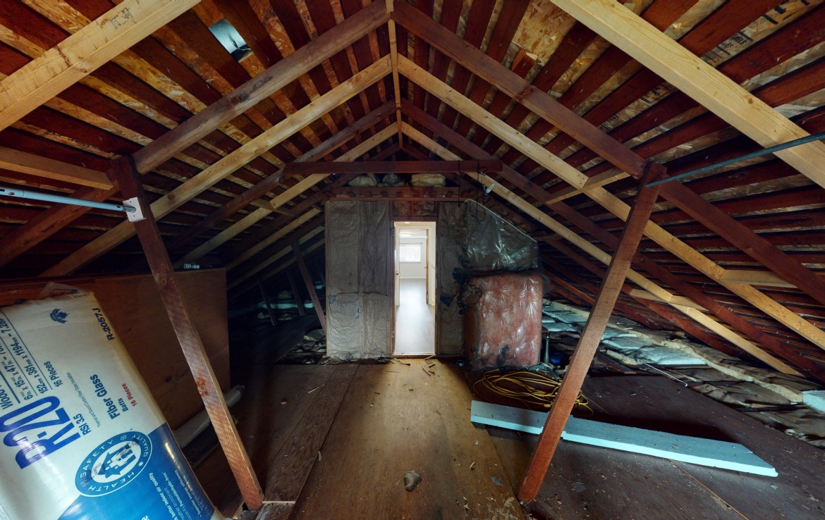 Unfinished attic space potential filled home