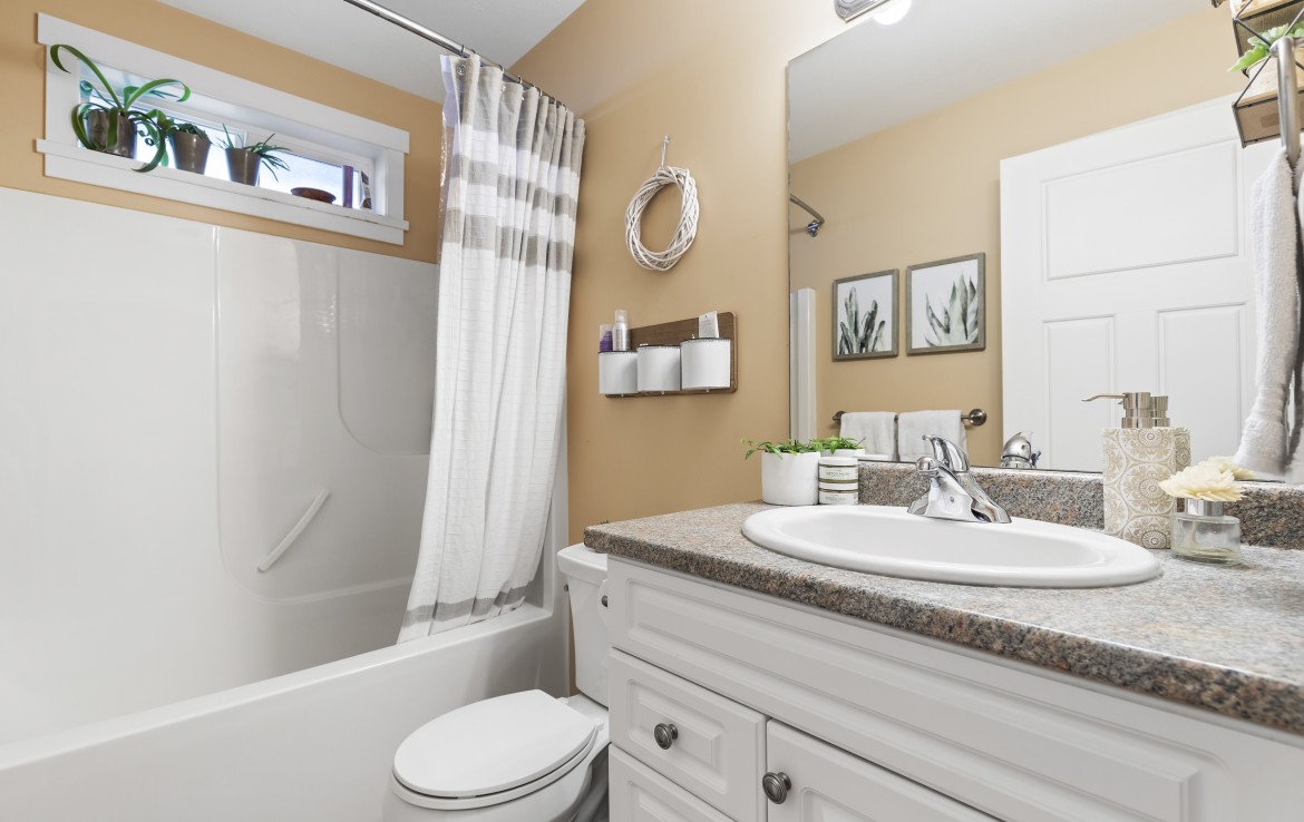 main bathroom of carriage house with rancher